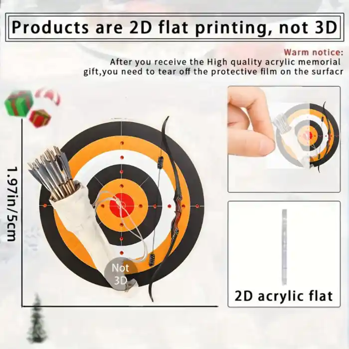 Bow & Arrow Target Pendant Keychain Archery Themed 2d Flat Acrylic Ornament Charms Hanging Móc Treo Đeo Thoại, Standee, Móc Khoá In Theo Yêu Cầu, Chất Liệu Mica Dày 4mm, Kích Thước 5.5 Cm, Có In Test Mẫu