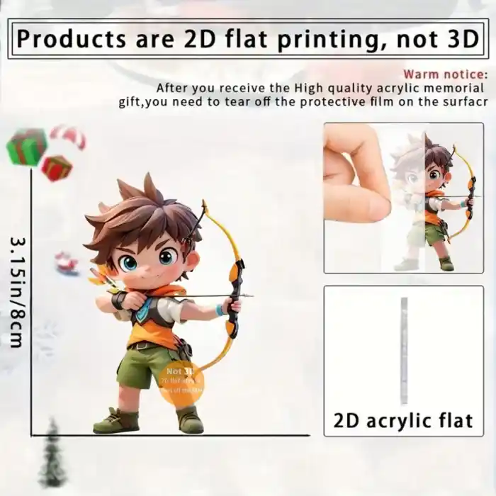 Cartoon Archer Pendant Keychain Archery Themed 2d Flat Acrylic Ornament Charms Hanging Móc Treo Đeo Thoại, Standee, Móc Khoá In Theo Yêu Cầu, Chất Liệu Mica Dày 4mm, Kích Thước 5.5 Cm, Có In Test Mẫu