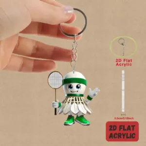 Cartoon Badminton Pendant Keychain,sport Theme 2d Flat Acrylic Ornament Charms,hanging Móc Treo Đeo Thoại, Standee, Móc Khoá In Theo Yêu Cầu, Chất Liệu Mica Dày 4mm, Kích Thước 5.5 Cm, Có In Test Mẫu