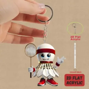 Cartoon Badminton Pendant Keychain,sport Theme 2d Flat Acrylic Ornament Charms,hanging Móc Treo Đeo Thoại, Standee, Móc Khoá In Theo Yêu Cầu, Chất Liệu Mica Dày 4mm, Kích Thước 5.5 Cm, Có In Test Mẫu