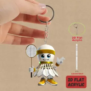 Cartoon Badminton Pendant Keychain,sport Theme 2d Flat Acrylic Ornament Charms,hanging Móc Treo Đeo Thoại, Standee, Móc Khoá In Theo Yêu Cầu, Chất Liệu Mica Dày 4mm, Kích Thước 5.5 Cm, Có In Test Mẫu