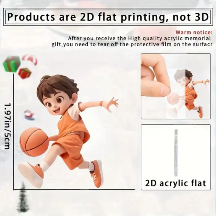 Cartoon Basketball Boy Keychain,2d Flat Acrylic Pendant, Sports Themed Ornament,bag Charm, Móc Treo Đeo Thoại, Standee, Móc Khoá In Theo Yêu Cầu, Chất Liệu Mica Dày 4mm, Kích Thước 5.5 Cm, Có In Test Mẫu