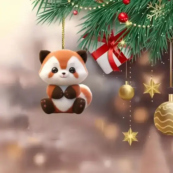 Cartoon Christmas Red Panda Acrylic Keychain Novel Animals Pendant Versatile Charm For Car Móc Treo Đeo Thoại, Standee, Móc Khoá In Theo Yêu Cầu, Chất Liệu Mica Dày 4mm, Kích Thước 5.5 Cm, Có In Test Mẫu