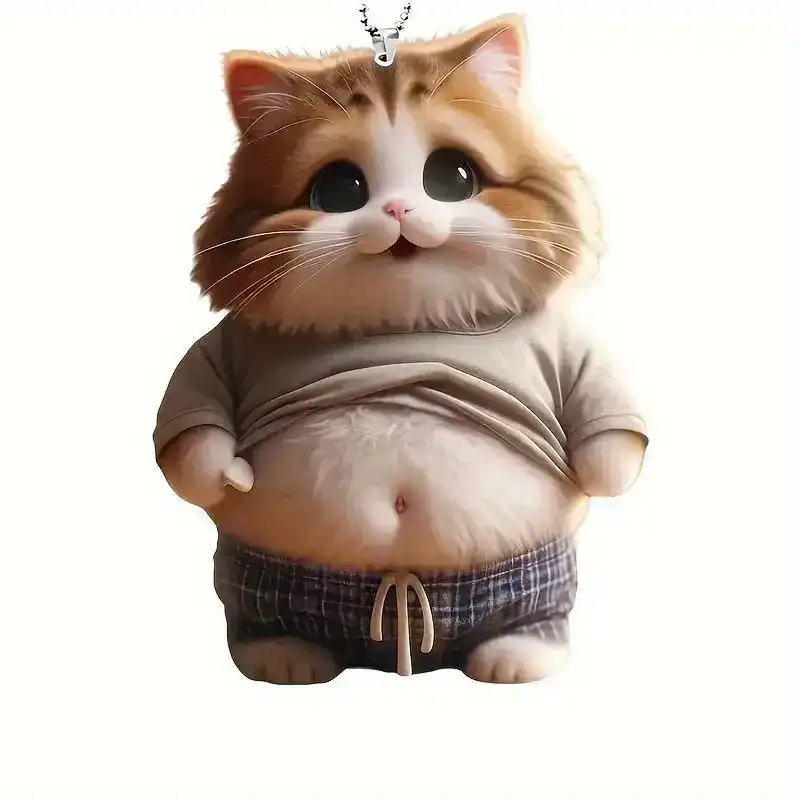 Cartoon Personalized Chubby Cat Acrylic Keychain Hanging Decoration Home Keychain Pendant Móc Treo Đeo Thoại, Standee, Móc Khoá In Theo Yêu Cầu, Chất Liệu Mica Dày 4mm, Kích Thước 5.5 Cm, Có In Test Mẫu