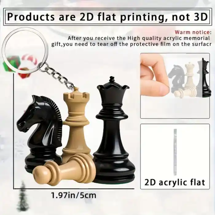 Chess Themed Keychain, 2d Flat Acrylic Pendant,chess Lover's Ornament Charms,hanging Móc Treo Đeo Thoại, Standee, Móc Khoá In Theo Yêu Cầu, Chất Liệu Mica Dày 4mm, Kích Thước 5.5 Cm, Có In Test Mẫu