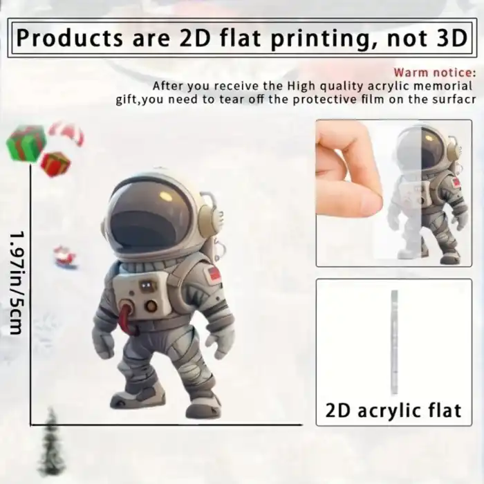 Chic Astronaut Versatile Pendant Keychain,theme 2d Flat Acrylic Ornament Charm,hanging Móc Treo Đeo Thoại, Standee, Móc Khoá In Theo Yêu Cầu, Chất Liệu Mica Dày 4mm, Kích Thước 5.5 Cm, Có In Test Mẫu