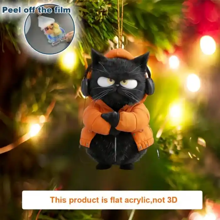 Chic Black Cat Pendant Keychain,cartoon Kitten 2d Flat Acrylic Versatile Charm,decor For Car Móc Treo Đeo Thoại, Standee, Móc Khoá In Theo Yêu Cầu, Chất Liệu Mica Dày 4mm, Kích Thước 5.5 Cm, Có In Test Mẫu
