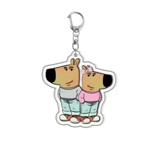 Christmas Cartoon Dog Pattern Acrylic Keychain Fashion Cute Girls Boys Funny Charming Bag Móc Treo Đeo Thoại, Standee, Móc Khoá In Theo Yêu Cầu, Chất Liệu Mica Dày 4mm, Kích Thước 5.5 Cm, Có In Test Mẫu