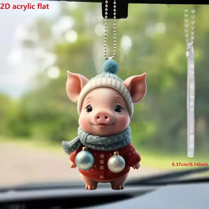 Christmas Pig Acrylic Pendant Versatile Charm Cute Piglet Keychain For Car Móc Treo Đeo Thoại, Standee, Móc Khoá In Theo Yêu Cầu, Chất Liệu Mica Dày 4mm, Kích Thước 5.5 Cm, Có In Test Mẫu