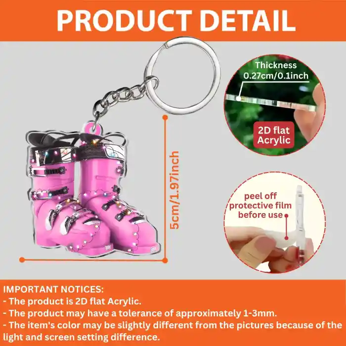 Colorful Boot-shaped Keychains 2d Acrylic Pendant Sporty Winter Ornaments Backpack Móc Treo Đeo Thoại, Standee, Móc Khoá In Theo Yêu Cầu, Chất Liệu Mica Dày 4mm, Kích Thước 5.5 Cm, Có In Test Mẫu