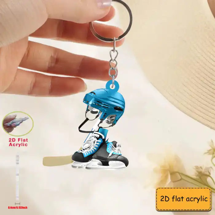 Cool And Novel Ice Hockey Game Equipment Keychain 2d Acrylic 5pcs Hanging Ornaments Christmas Móc Treo Đeo Thoại, Standee, Móc Khoá In Theo Yêu Cầu, Chất Liệu Mica Dày 4mm, Kích Thước 5.5 Cm, Có In Test Mẫu