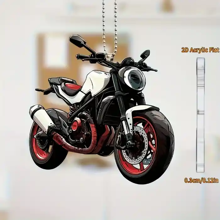 Cool Motorcycle Keychain 2d Hanging Ornament Acrylic Holiday Decoration Boy's Favorite Móc Treo Đeo Thoại, Standee, Móc Khoá In Theo Yêu Cầu, Chất Liệu Mica Dày 4mm, Kích Thước 5.5 Cm, Có In Test Mẫu