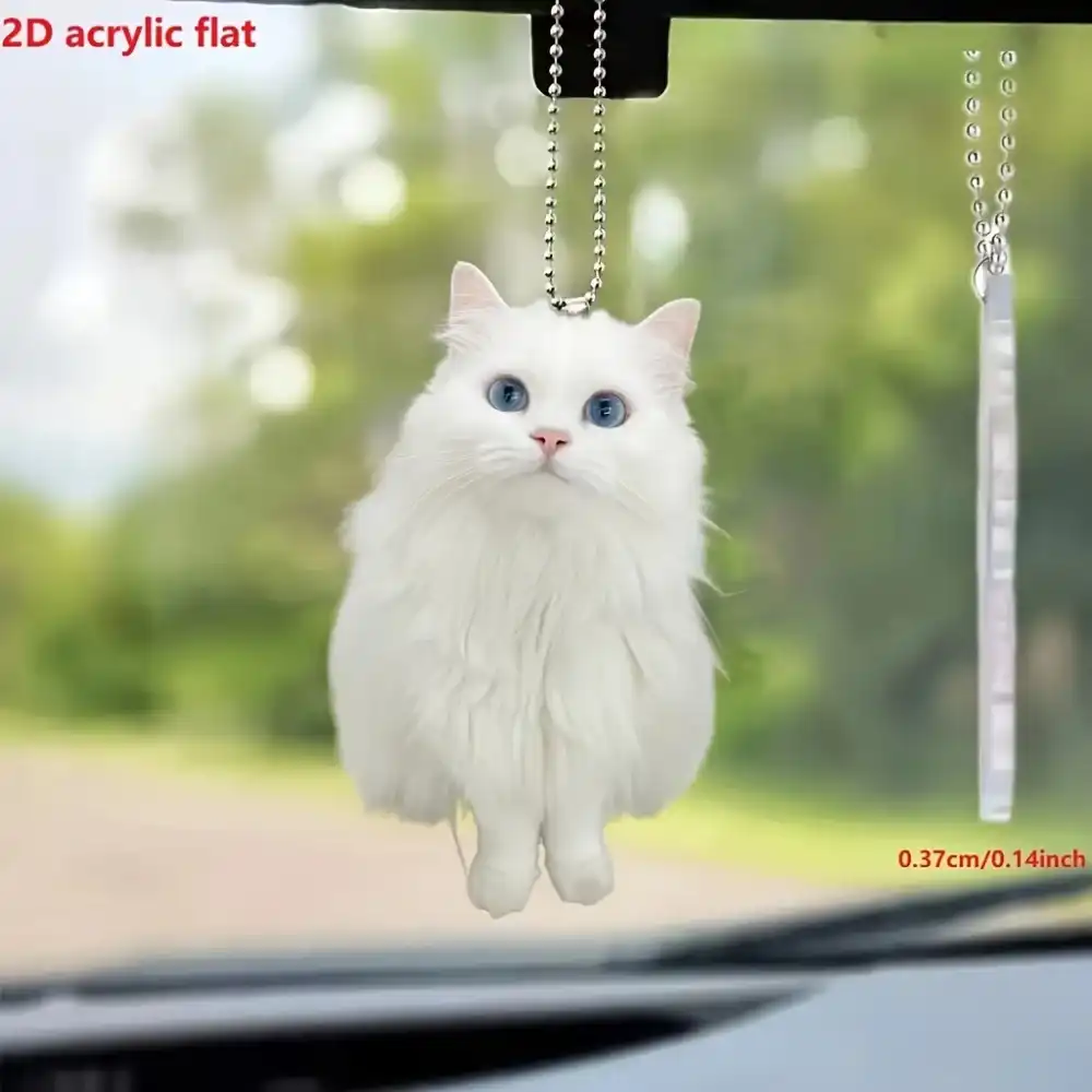 Cool White Persian Cat 2d Acrylic Pendant Novelty Kitten Keychain Versatile Charm Decor For Móc Treo Đeo Thoại, Standee, Móc Khoá In Theo Yêu Cầu, Chất Liệu Mica Dày 4mm, Kích Thước 5.5 Cm, Có In Test Mẫu