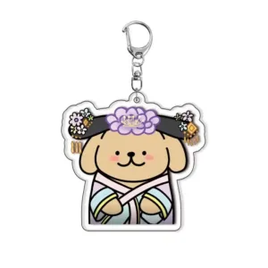 Creative Transform Ancient Costume Maltese Anime Acrylic Keychain Funny Kawaii Cartoon Puppy Móc Treo Đeo Thoại, Standee, Móc Khoá In Theo Yêu Cầu, Chất Liệu Mica Dày 4mm, Kích Thước 5.5 Cm, Có In Test Mẫu