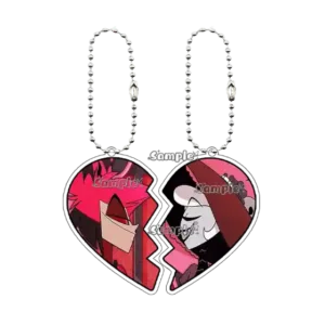 Creativehazbin Hotel Figures Q Edition 2pcs Love Shape Couple Cartoon Acrylic Keychain Móc Treo Đeo Thoại, Standee, Móc Khoá In Theo Yêu Cầu, Chất Liệu Mica Dày 4mm, Kích Thước 5.5 Cm, Có In Test Mẫu