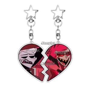 Creativehazbin Hotel Figures Q Edition 2pcs Love Shape Couple Cartoon Acrylic Keychain Móc Treo Đeo Thoại, Standee, Móc Khoá In Theo Yêu Cầu, Chất Liệu Mica Dày 4mm, Kích Thước 5.5 Cm, Có In Test Mẫu