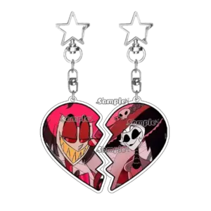 Creativehazbin Hotel Figures Q Edition 2pcs Love Shape Couple Cartoon Acrylic Keychain Móc Treo Đeo Thoại, Standee, Móc Khoá In Theo Yêu Cầu, Chất Liệu Mica Dày 4mm, Kích Thước 5.5 Cm, Có In Test Mẫu