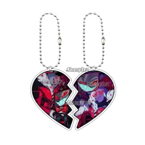 Creativehazbin Hotel Figures Q Edition 2pcs Love Shape Couple Cartoon Acrylic Keychain Móc Treo Đeo Thoại, Standee, Móc Khoá In Theo Yêu Cầu, Chất Liệu Mica Dày 4mm, Kích Thước 5.5 Cm, Có In Test Mẫu
