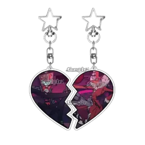 Creativehazbin Hotel Figures Q Edition 2pcs Love Shape Couple Cartoon Acrylic Keychain Móc Treo Đeo Thoại, Standee, Móc Khoá In Theo Yêu Cầu, Chất Liệu Mica Dày 4mm, Kích Thước 5.5 Cm, Có In Test Mẫu
