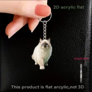 Cute 2d Siamese Cat Keychain Acrylic Kitten Backpack Car Interior Decorations Ornaments Gift Móc Treo Đeo Thoại, Standee, Móc Khoá In Theo Yêu Cầu, Chất Liệu Mica Dày 4mm, Kích Thước 5.5 Cm, Có In Test Mẫu