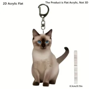 Cute 2d Siamese Cat Keychain Acrylic Kitten Backpack Car Interior Decorations Ornaments Gift Móc Treo Đeo Thoại, Standee, Móc Khoá In Theo Yêu Cầu, Chất Liệu Mica Dày 4mm, Kích Thước 5.5 Cm, Có In Test Mẫu