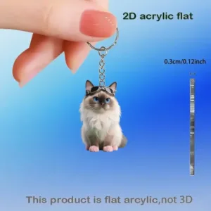 Cute 2d Siamese Cat Keychain Acrylic Kitten Backpack Car Interior Decorations Ornaments Gift Móc Treo Đeo Thoại, Standee, Móc Khoá In Theo Yêu Cầu, Chất Liệu Mica Dày 4mm, Kích Thước 5.5 Cm, Có In Test Mẫu