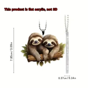 Cute 2d Sloth Keychain Floral Acrylic Design Backpack Accessory Gift For Women Valentine's Móc Treo Đeo Thoại, Standee, Móc Khoá In Theo Yêu Cầu, Chất Liệu Mica Dày 4mm, Kích Thước 5.5 Cm, Có In Test Mẫu