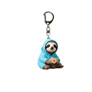 Cute 2d Sloth Keychain Floral Acrylic Design Backpack Accessory Gift For Women Valentine's Móc Treo Đeo Thoại, Standee, Móc Khoá In Theo Yêu Cầu, Chất Liệu Mica Dày 4mm, Kích Thước 5.5 Cm, Có In Test Mẫu