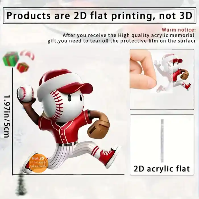 Cute Baseball Player Pendant Keychain Sports Fans 2d Flat Acrylic Ornament Charms Hanging Móc Treo Đeo Thoại, Standee, Móc Khoá In Theo Yêu Cầu, Chất Liệu Mica Dày 4mm, Kích Thước 5.5 Cm, Có In Test Mẫu