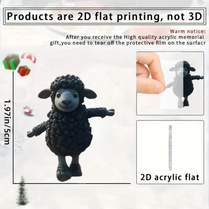 Cute Black Sheep Pendant Keychain,cartoon Lamb 2d Flat Acrylic Ornament Charm,hanging Móc Treo Đeo Thoại, Standee, Móc Khoá In Theo Yêu Cầu, Chất Liệu Mica Dày 4mm, Kích Thước 5.5 Cm, Có In Test Mẫu