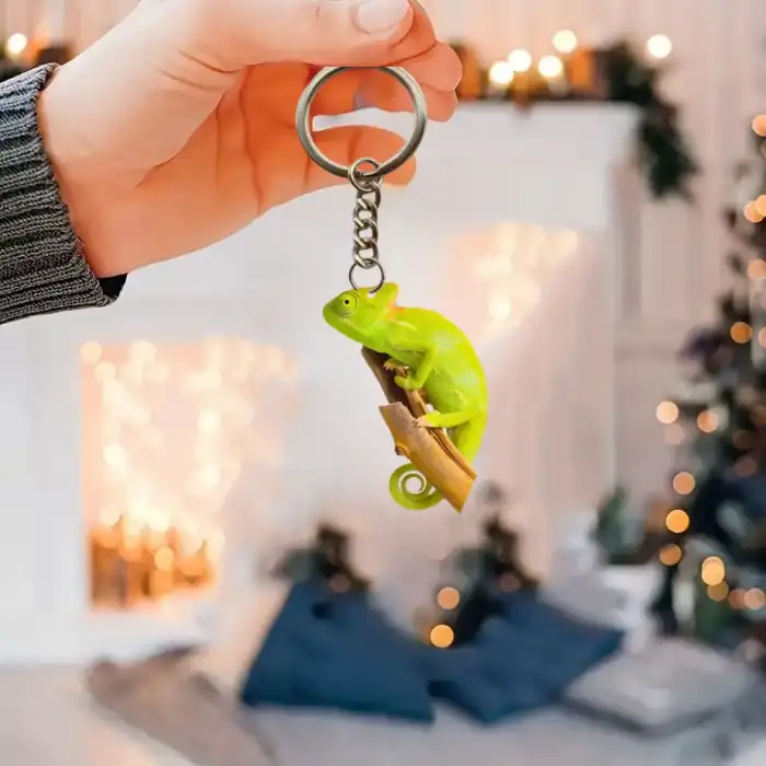 Cute Cartoon Acrylic Chameleon Keychain Novel Animals Pendant Versatile Charm For Car Móc Treo Đeo Thoại, Standee, Móc Khoá In Theo Yêu Cầu, Chất Liệu Mica Dày 4mm, Kích Thước 5.5 Cm, Có In Test Mẫu