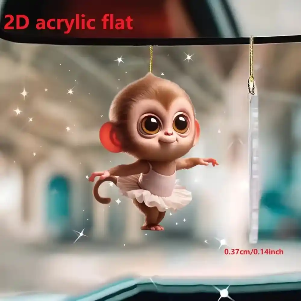 Cute Cartoon Ballet Monkey Acrylic Keychain Fun Animal Pendant Versatile Charm For Car Móc Treo Đeo Thoại, Standee, Móc Khoá In Theo Yêu Cầu, Chất Liệu Mica Dày 4mm, Kích Thước 5.5 Cm, Có In Test Mẫu