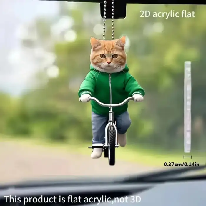 Cute Dressed Kitten Keychain 2d Riding Cat Pendant Acrylic Hanging Ornament For Car Backpacks Móc Treo Đeo Thoại, Standee, Móc Khoá In Theo Yêu Cầu, Chất Liệu Mica Dày 4mm, Kích Thước 5.5 Cm, Có In Test Mẫu