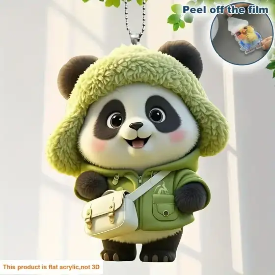 Cute Dressed Panda Pendant Keychain,cartoon Panda 2d Flat Acrylic Ornament Charm,hang Móc Treo Đeo Thoại, Standee, Móc Khoá In Theo Yêu Cầu, Chất Liệu Mica Dày 4mm, Kích Thước 5.5 Cm, Có In Test Mẫu