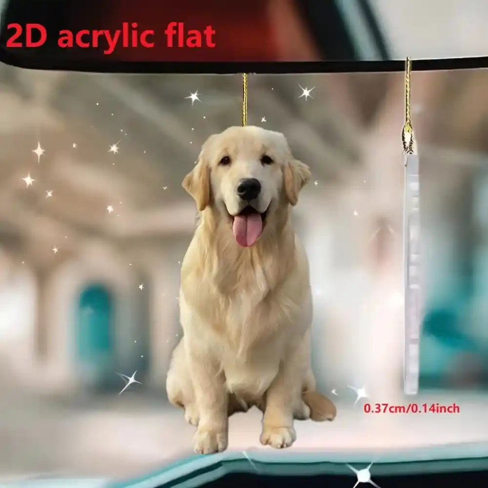 Cute Golden Retriever Car Mirror & Keychain Versatile Charm Acrylic Dog Backpack Hanging Móc Treo Đeo Thoại, Standee, Móc Khoá In Theo Yêu Cầu, Chất Liệu Mica Dày 4mm, Kích Thước 5.5 Cm, Có In Test Mẫu