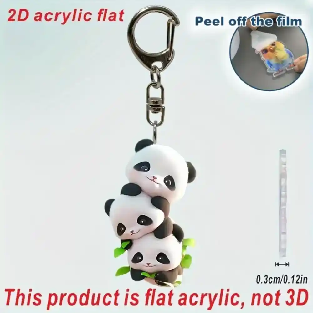 Cute Panda Trio 2d Keychain Cartoon Acrylic Baby Pendant Flat Charm Hanging Bag Decoration Móc Treo Đeo Thoại, Standee, Móc Khoá In Theo Yêu Cầu, Chất Liệu Mica Dày 4mm, Kích Thước 5.5 Cm, Có In Test Mẫu