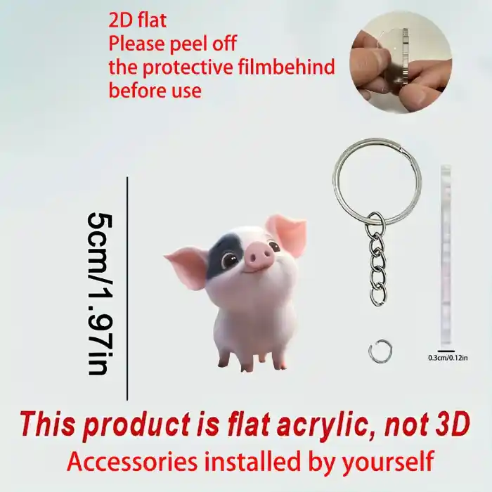 Cute Pig Keychain,2d Pendant Ornament Flat Acrylic Hanging Charm For Backpacks,car Keys,home Móc Treo Đeo Thoại, Standee, Móc Khoá In Theo Yêu Cầu, Chất Liệu Mica Dày 4mm, Kích Thước 5.5 Cm, Có In Test Mẫu