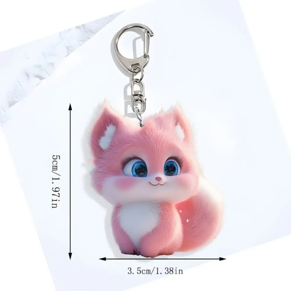 Cute Pink Fox Pendant Keychain,cartoon Animal 2d Flat Acrylic Ornament Charm,hanging Móc Treo Đeo Thoại, Standee, Móc Khoá In Theo Yêu Cầu, Chất Liệu Mica Dày 4mm, Kích Thước 5.5 Cm, Có In Test Mẫu