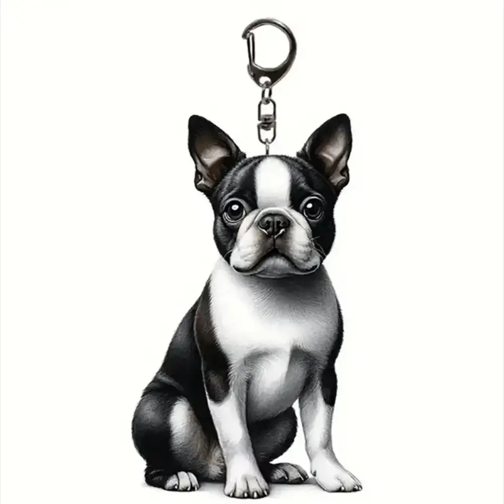 Cute Running Seated Pug Dog Keychain Versatile Charm Fashion Cartoon Puppy Acrylic Pendant Móc Treo Đeo Thoại, Standee, Móc Khoá In Theo Yêu Cầu, Chất Liệu Mica Dày 4mm, Kích Thước 5.5 Cm, Có In Test Mẫu