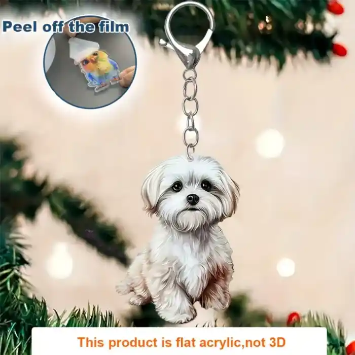 Cute Shih Tzu Keychain 2d Cartoon Puppy Pendant Flat Acrylic Dog Charm For Car Mirror Bags Móc Treo Đeo Thoại, Standee, Móc Khoá In Theo Yêu Cầu, Chất Liệu Mica Dày 4mm, Kích Thước 5.5 Cm, Có In Test Mẫu