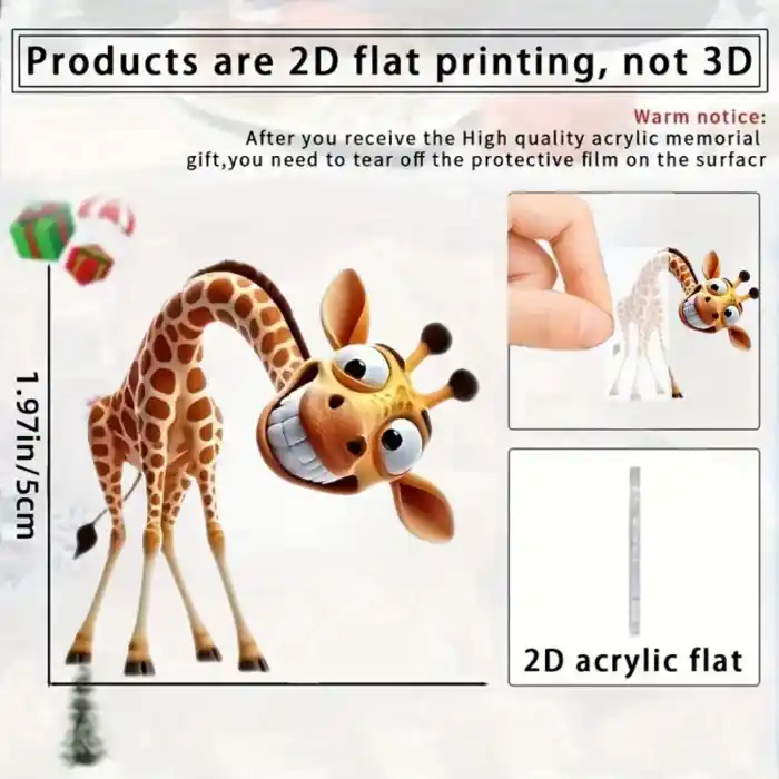 Cute Smiling Face Giraffe Pendant Keychain,cartoon Animal 2d Flat Acrylic Ornament,hanging Móc Treo Đeo Thoại, Standee, Móc Khoá In Theo Yêu Cầu, Chất Liệu Mica Dày 4mm, Kích Thước 5.5 Cm, Có In Test Mẫu