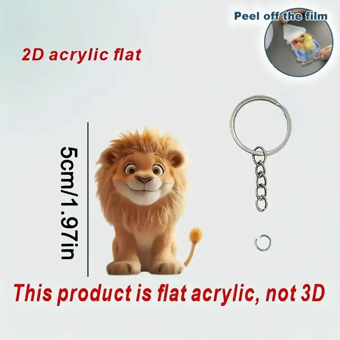 Cute Smiling Lion Pendant Keychain,vibrant Happy Lion King Flat 2d Acrylic Hanging Charm,for Móc Treo Đeo Thoại, Standee, Móc Khoá In Theo Yêu Cầu, Chất Liệu Mica Dày 4mm, Kích Thước 5.5 Cm, Có In Test Mẫu