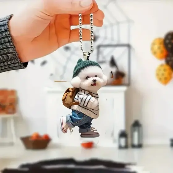 cute-teddy-dog-keychain-acrylic-2d-cross-var2-1789450283687-484 Cute Teddy Dog Keychain Acrylic 2d Cross-border Creative Puppy People Backpack Car Pendant Móc Treo Đeo Thoại, Standee, Móc Khoá In Theo Yêu Cầu, Chất Liệu Mica Dày 4mm, Kích Thước 5.5 Cm, Có In Test Mẫu