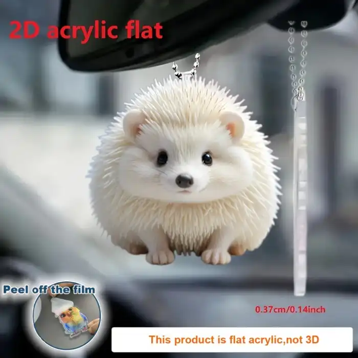 Cute White Hedgehog Pendant Keychain,animal Xmas Ornament 2d Acrylic Versatile Charm,for Car Móc Treo Đeo Thoại, Standee, Móc Khoá In Theo Yêu Cầu, Chất Liệu Mica Dày 4mm, Kích Thước 5.5 Cm, Có In Test Mẫu