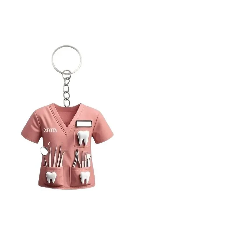 Dentist Nurse Keychain Acrylic Flat 2d Car Interior Backpack Decorative Pendant Professional Móc Treo Đeo Thoại, Standee, Móc Khoá In Theo Yêu Cầu, Chất Liệu Mica Dày 4mm, Kích Thước 5.5 Cm, Có In Test Mẫu