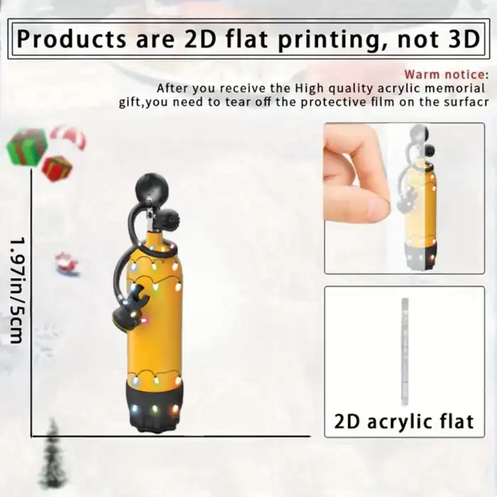 Diver's Oxygen Tank Pendant Keychain,diving Themed 2d Flat Acrylic Ornament,hanging Móc Treo Đeo Thoại, Standee, Móc Khoá In Theo Yêu Cầu, Chất Liệu Mica Dày 4mm, Kích Thước 5.5 Cm, Có In Test Mẫu