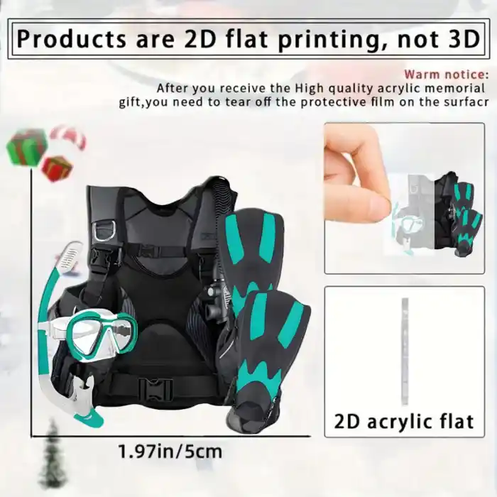 Diving Tool Pendant Keychain Diver Themed 2d Flat Acrylic Ornament Hanging Decoration Charms Móc Treo Đeo Thoại, Standee, Móc Khoá In Theo Yêu Cầu, Chất Liệu Mica Dày 4mm, Kích Thước 5.5 Cm, Có In Test Mẫu