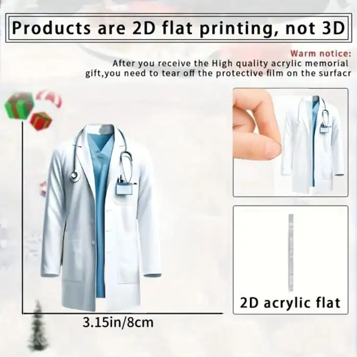 Doctor's Clothing Pendant Keychain,doctor Theme 2d Flat Acrylic Ornament Charm,hanging Móc Treo Đeo Thoại, Standee, Móc Khoá In Theo Yêu Cầu, Chất Liệu Mica Dày 4mm, Kích Thước 5.5 Cm, Có In Test Mẫu