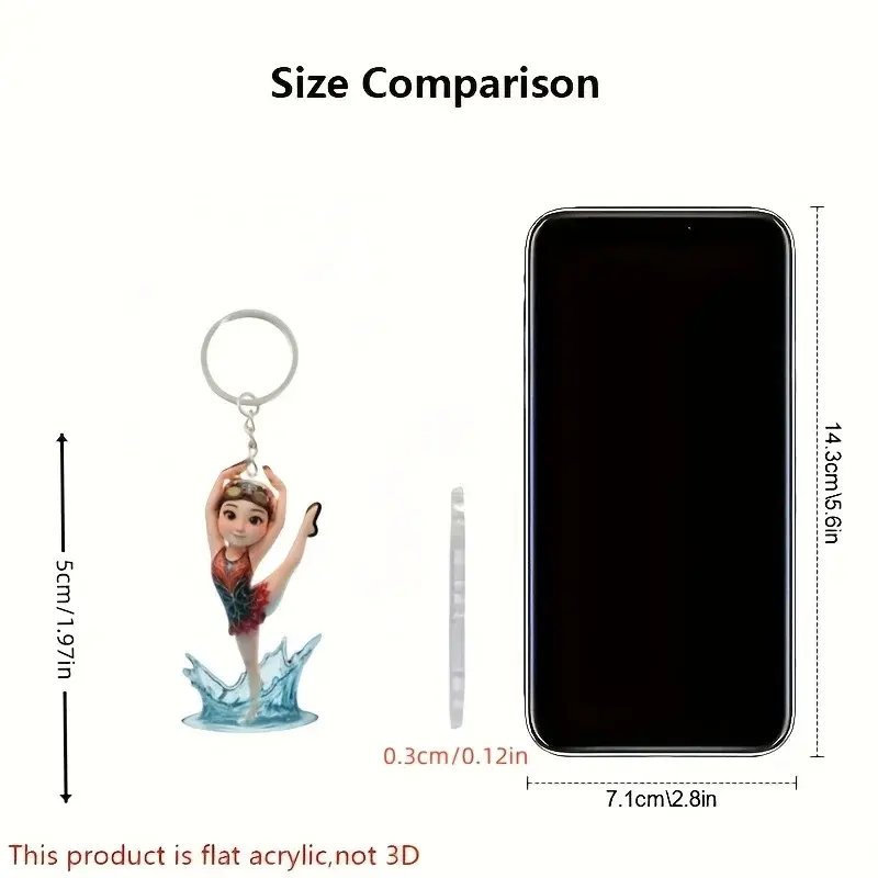 Elegant Diving & Swimming Keychain 2d Acrylic Ornament Gifts For Teammate & Friend Backpack Móc Treo Đeo Thoại, Standee, Móc Khoá In Theo Yêu Cầu, Chất Liệu Mica Dày 4mm, Kích Thước 5.5 Cm, Có In Test Mẫu