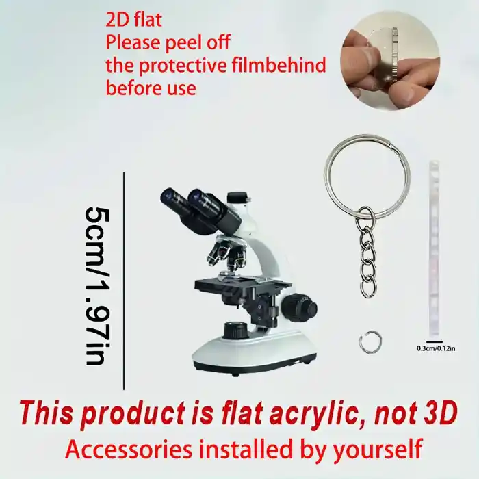 Exquisite Microscope Keychain 2d Hanging Ornaments Acrylic Car Pendant Creative Wallets Móc Treo Đeo Thoại, Standee, Móc Khoá In Theo Yêu Cầu, Chất Liệu Mica Dày 4mm, Kích Thước 5.5 Cm, Có In Test Mẫu